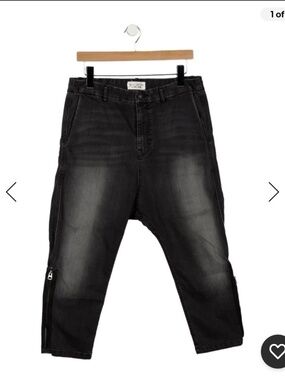 Women's Nili Lotan Black Drop Crotch Leg Zip Jeans Size 29